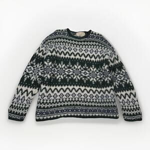 VTG Abercrombie & Fitch Wool Sweater Green White Winter Men's Size L Nordic